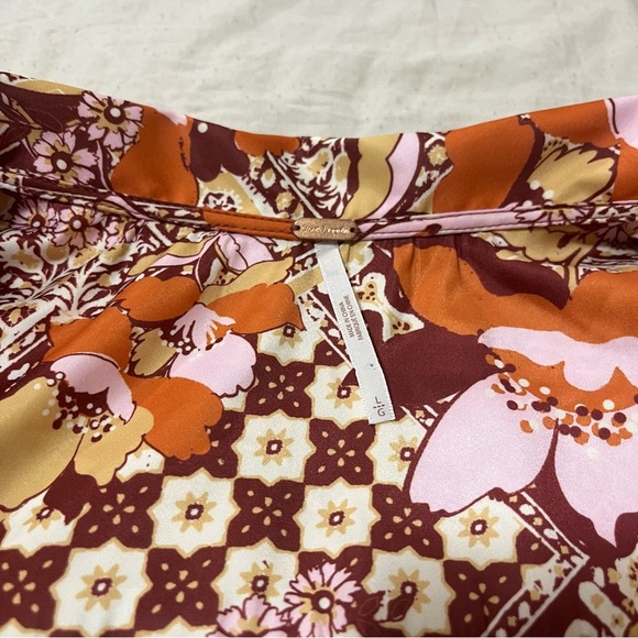 Free People Sage Floral Print U-neck Top Size L - Picture 11 of 15